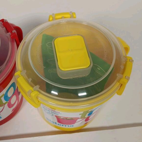 Lot of 2 Sistema To Go Medium Soup Mug, 22.1 oz./ 656 ml Yellow & Red - Picture 6 of 11